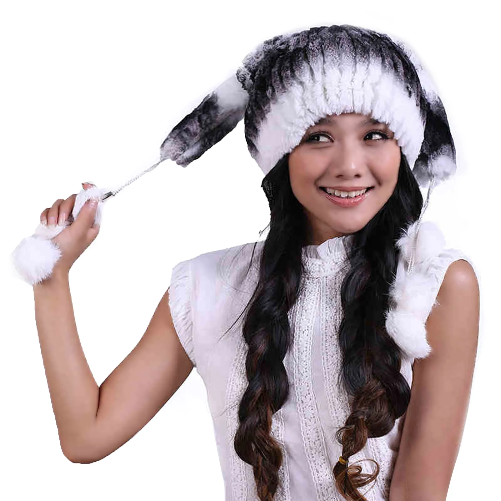 Knitted Real Rex Rabbit Fur Hat 6 Style Fur Cap Thick Women Hat New Beanie Style Headgear Head Wear Head Warmer FS14630