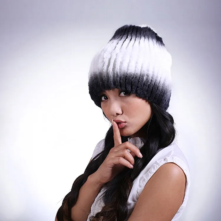 Knitted Real Rex Rabbit Fur Hat 6 Style Fur Cap Thick Women Hat New Beanie Style Headgear Head Wear Head Warmer FS14630