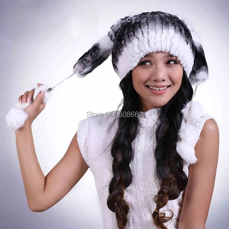 Knitted Real Rex Rabbit Fur Hat 6 Style Fur Cap Thick Women Hat New Beanie Style Headgear Head Wear Head Warmer FS14630