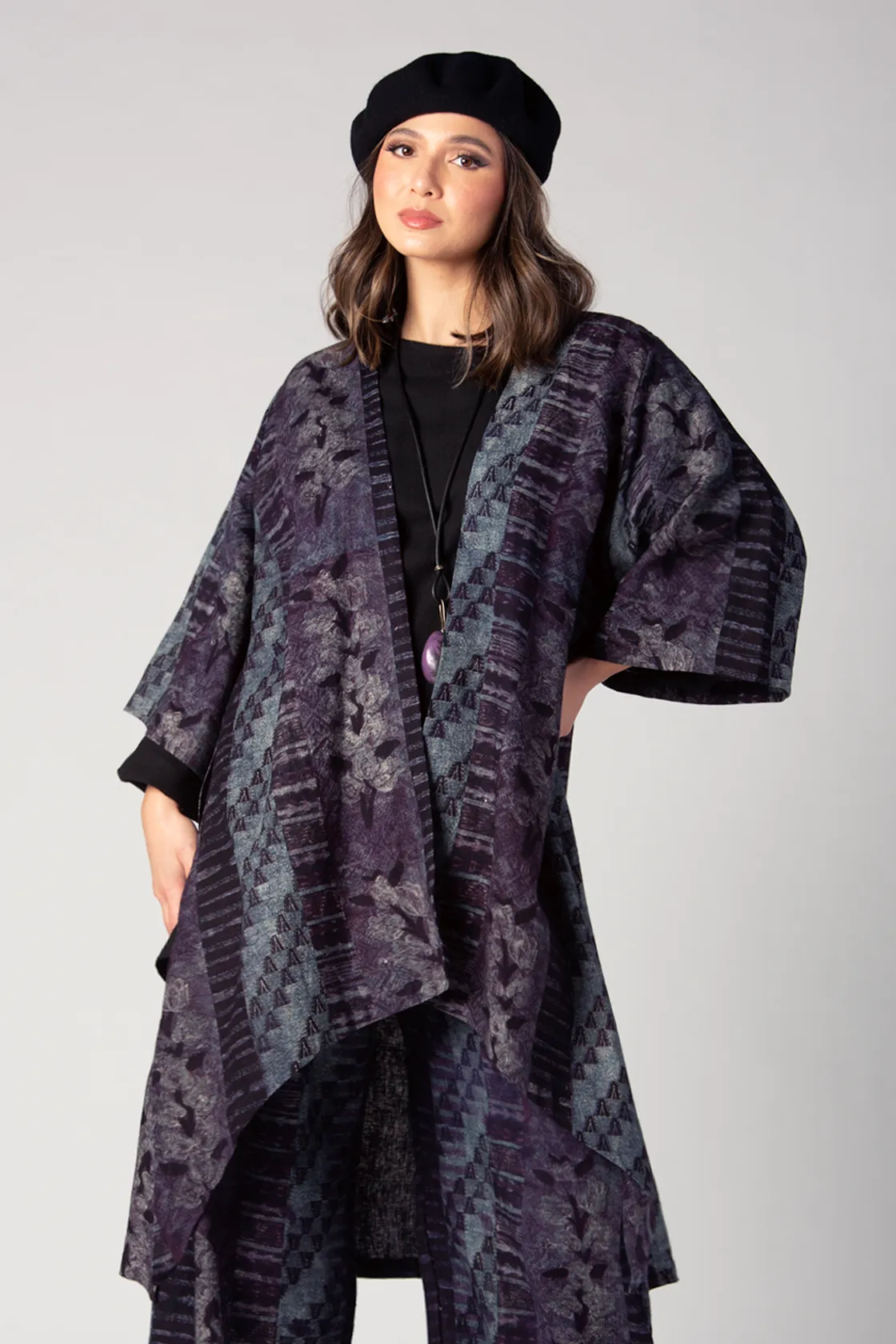 Long Kimono Jacket in Blue Palenque Roma