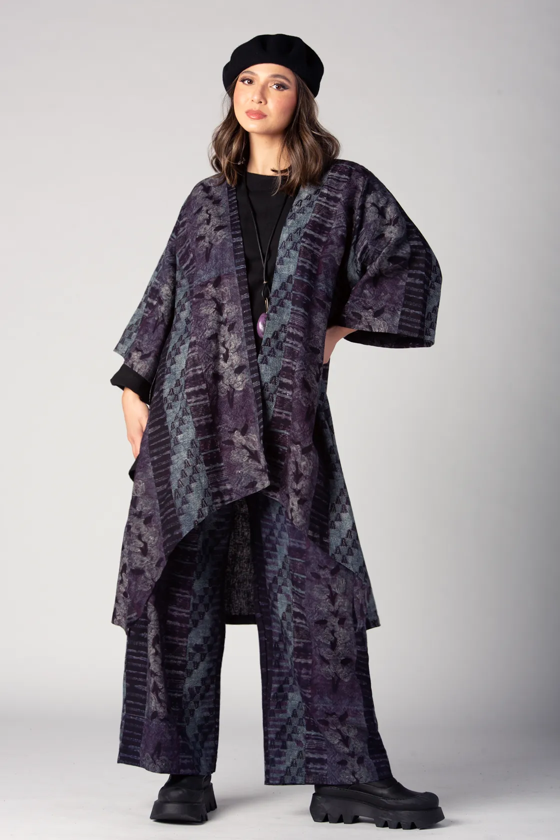 Long Kimono Jacket in Blue Palenque Roma