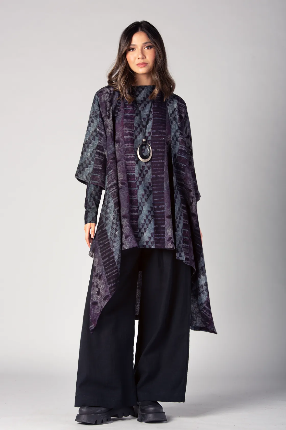 Long Kimono Jacket in Blue Palenque Roma