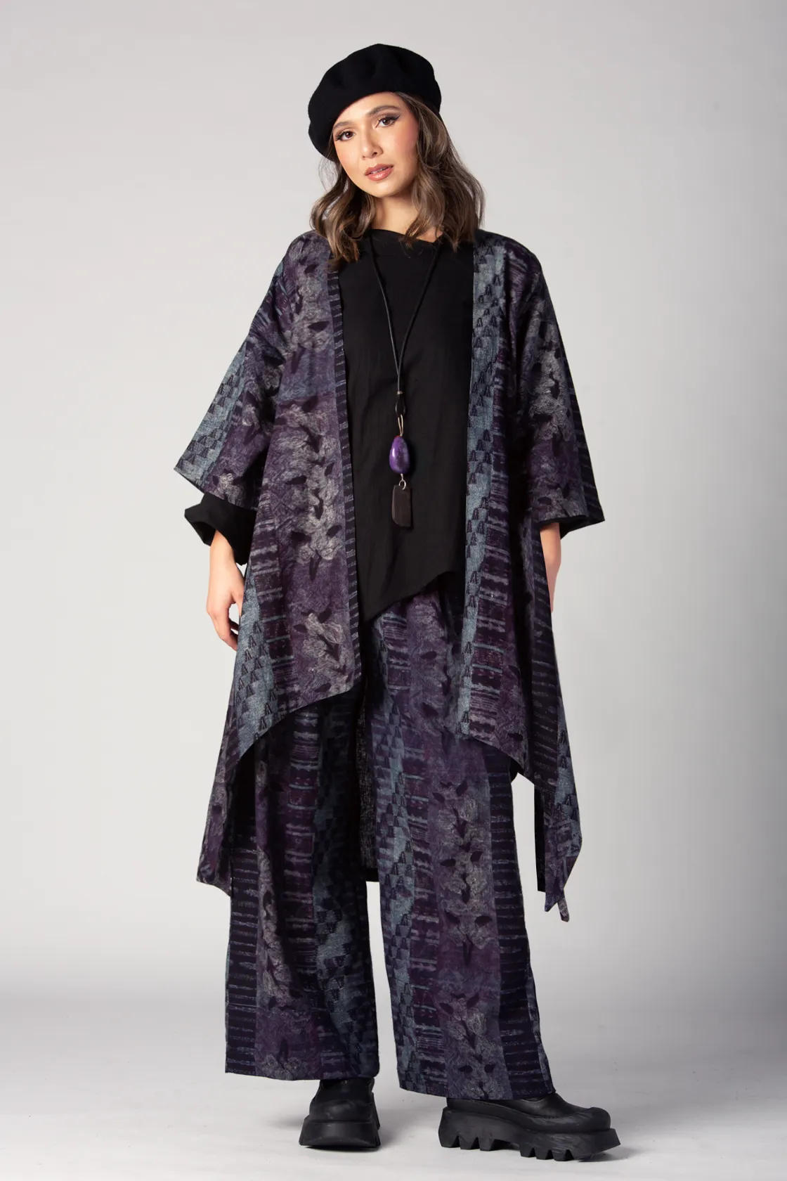 Long Kimono Jacket in Blue Palenque Roma