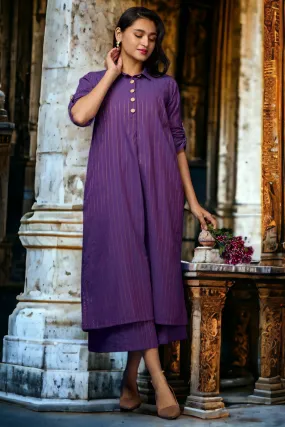 long shirt dress - lustrous amethyst & gold strokes