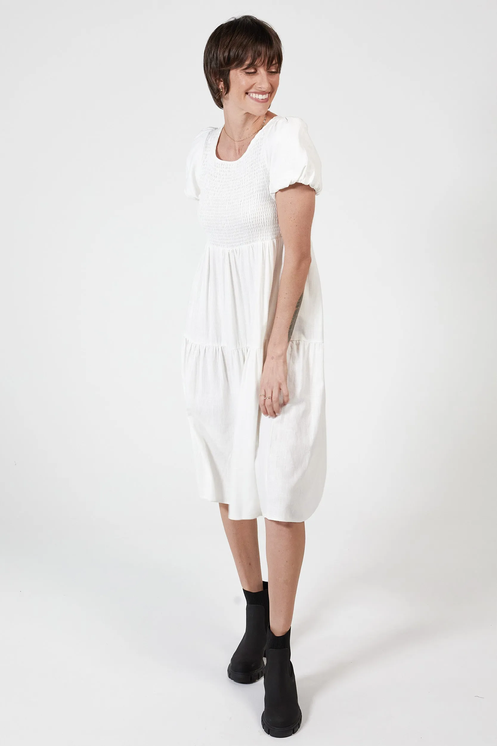 LONNIE HEMP DRESS - WHITE