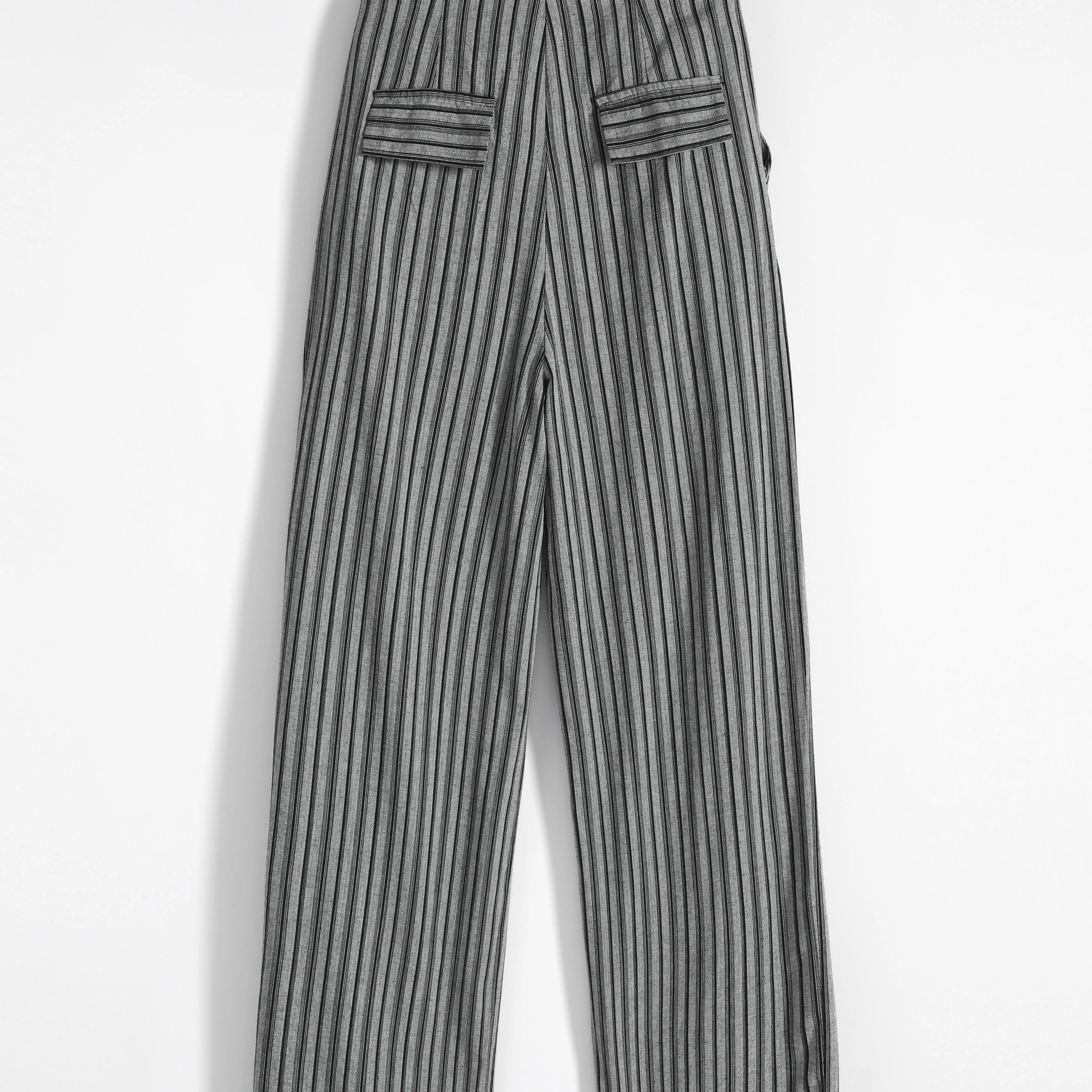 Loose Fit High-Waisted Lazy Thin Straight Stripe Drawstring Pants