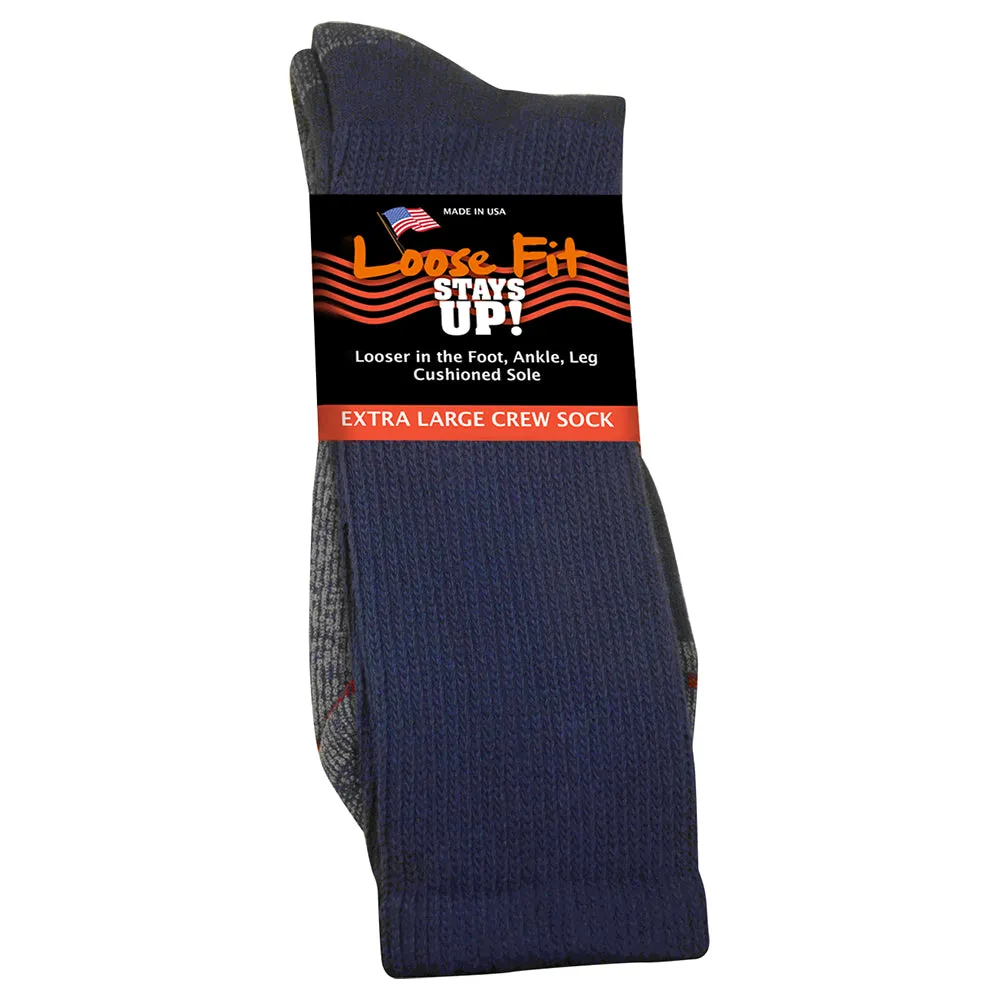 Loose Fit Stays Up Cotton Casual Crew Socks