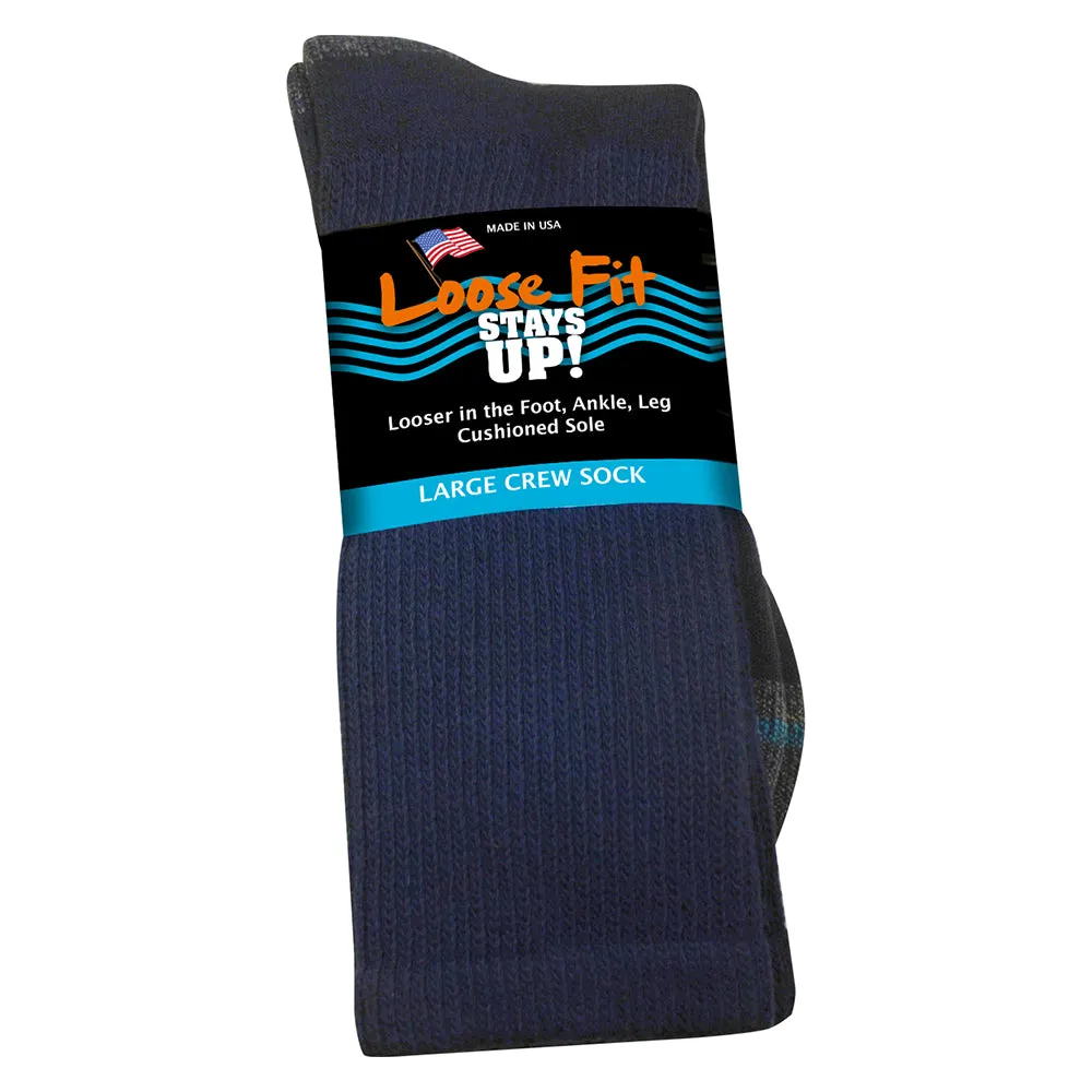 Loose Fit Stays Up Cotton Casual Crew Socks