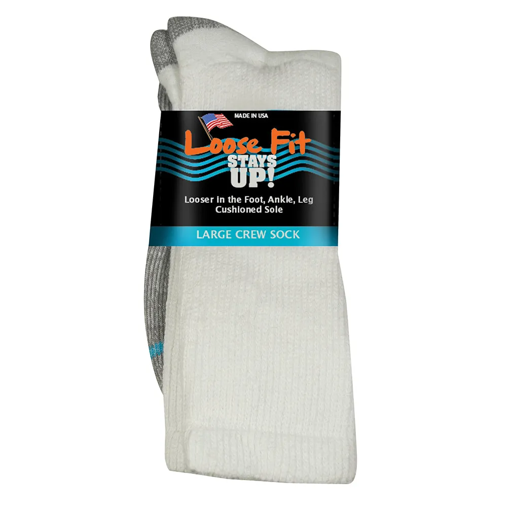 Loose Fit Stays Up Cotton Casual Crew Socks