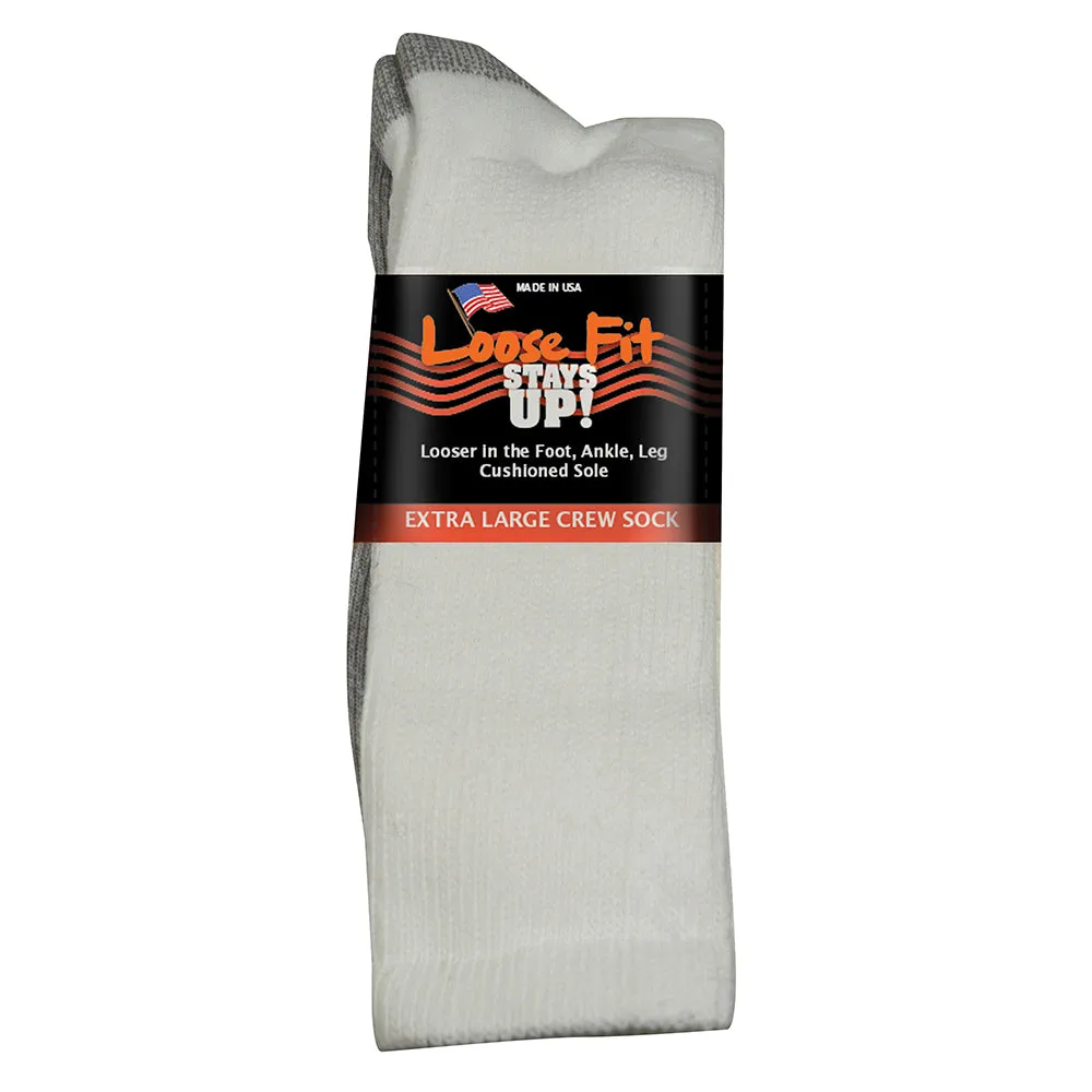 Loose Fit Stays Up Cotton Casual Crew Socks