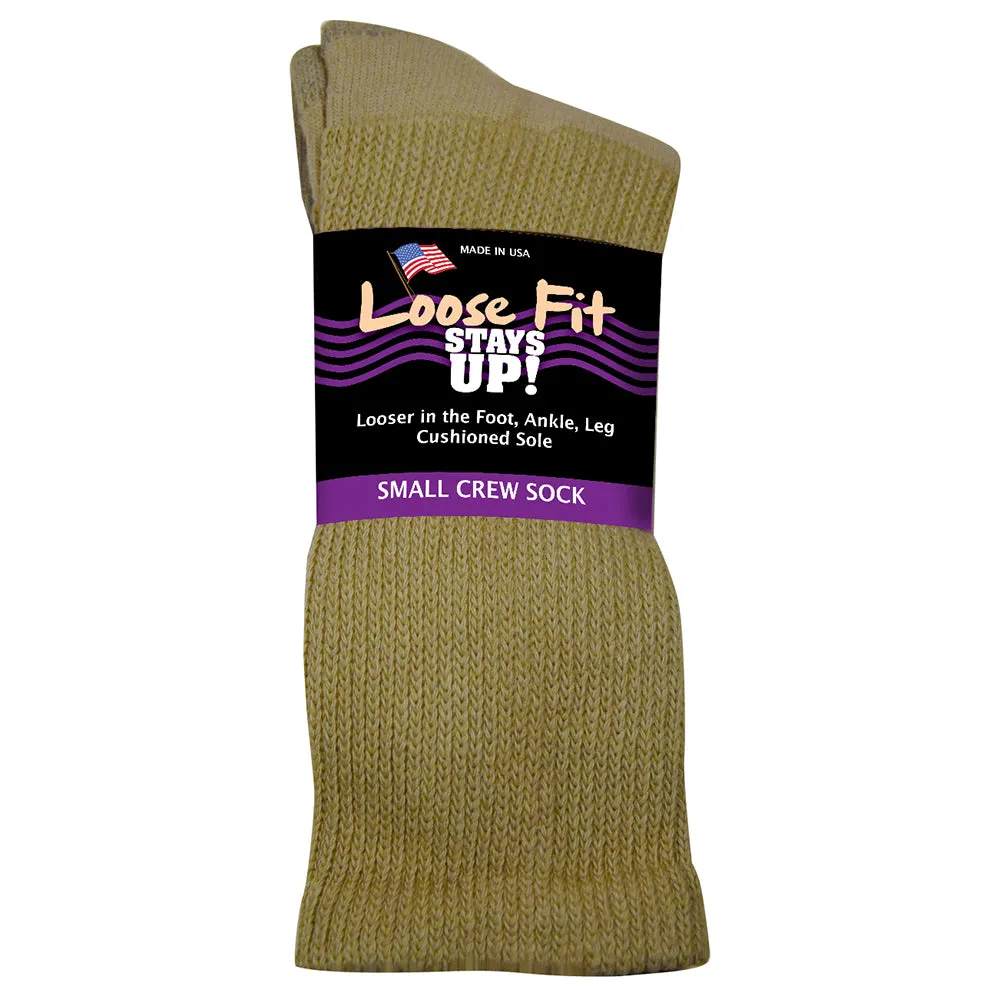 Loose Fit Stays Up Cotton Casual Crew Socks