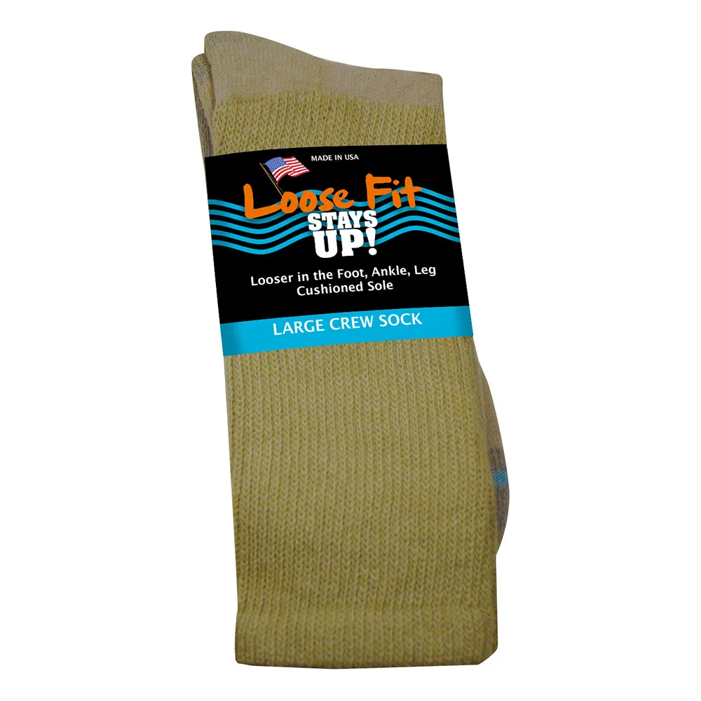 Loose Fit Stays Up Cotton Casual Crew Socks