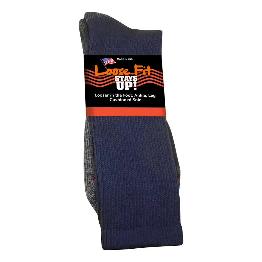 Loose Fit Stays Up Cotton Casual Crew Socks