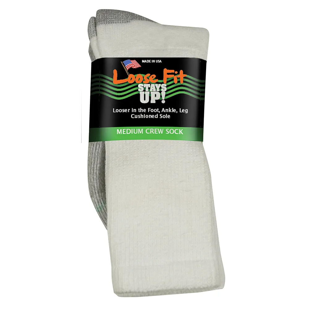 Loose Fit Stays Up Cotton Casual Crew Socks