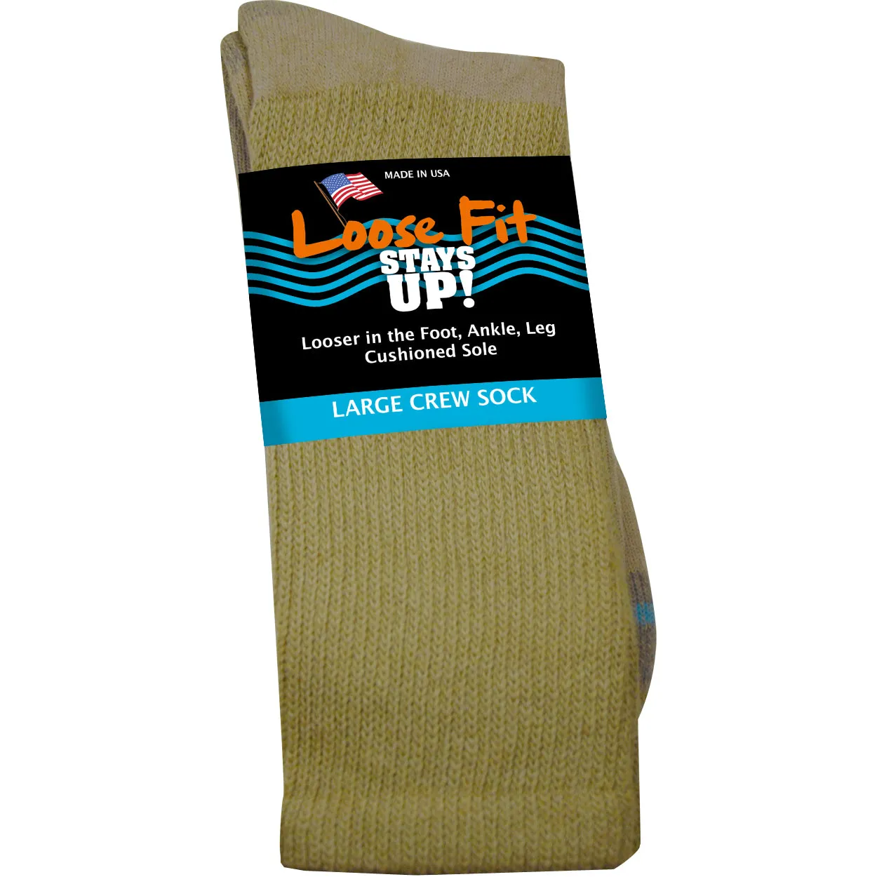 Loose Fit Stays Up Cotton Casual Crew Socks