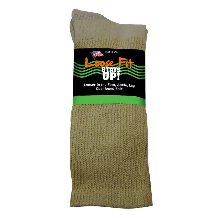 Loose Fit Stays Up Cotton Casual Crew Socks