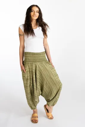 Low Crotch Pants - Striped Green