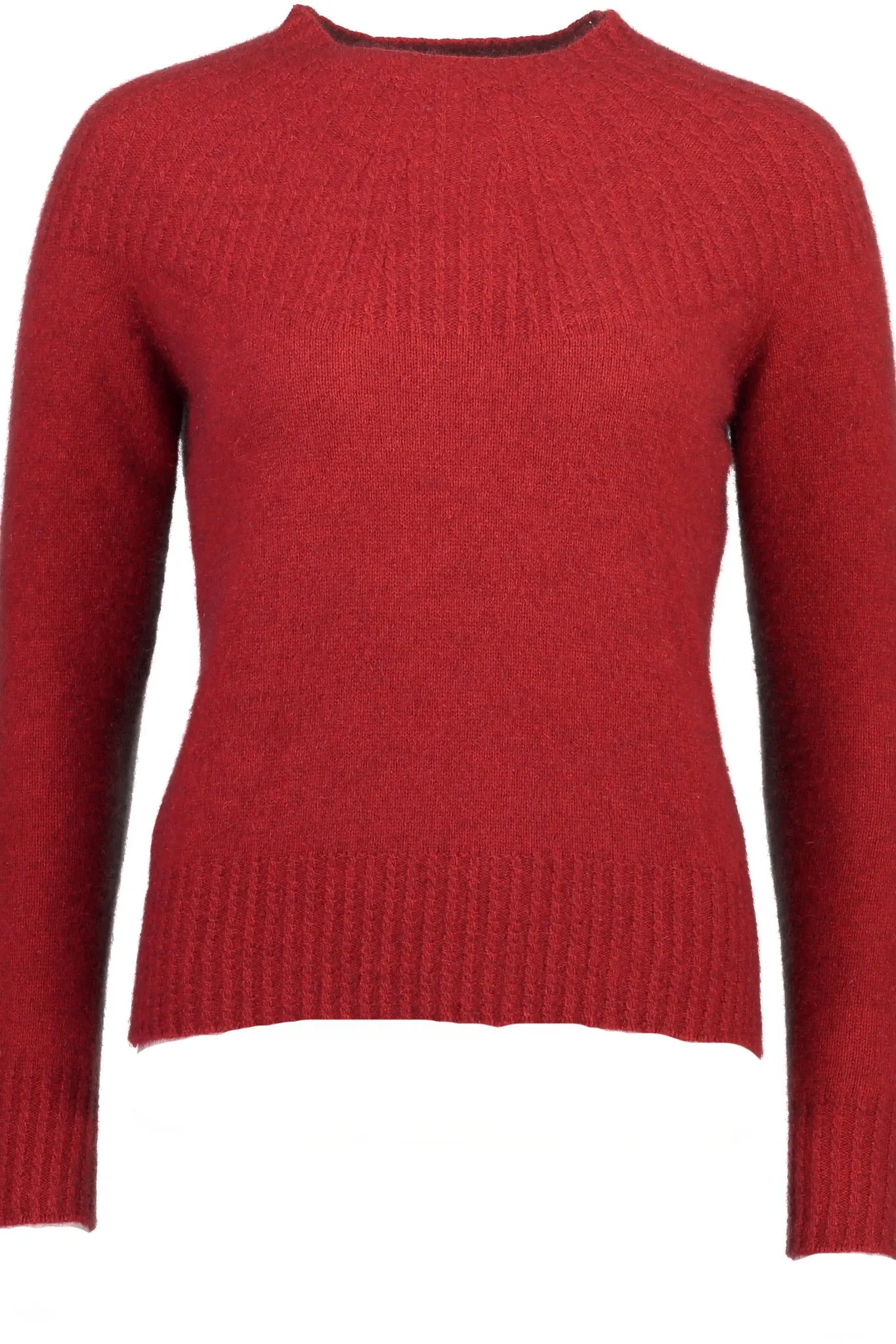 McDonald - Yoke Neck Cable Jersey in Merino Wool and Possum Fur