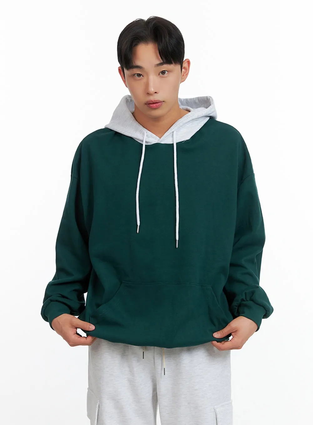 Men's Contrasting Hoodie (Green) IU414