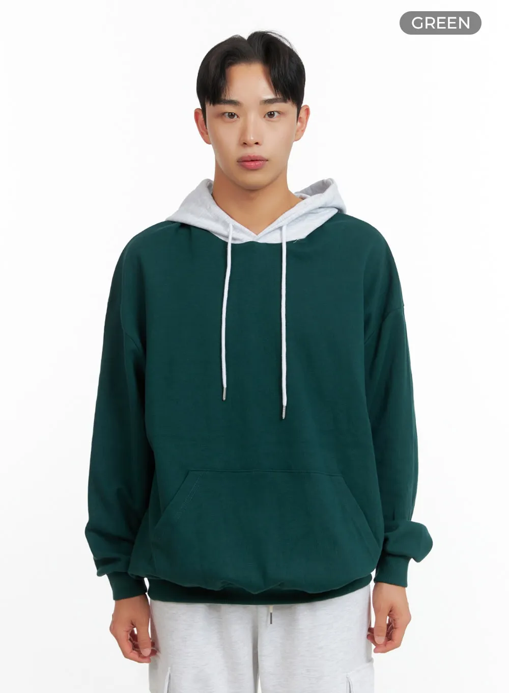 Men's Contrasting Hoodie (Green) IU414