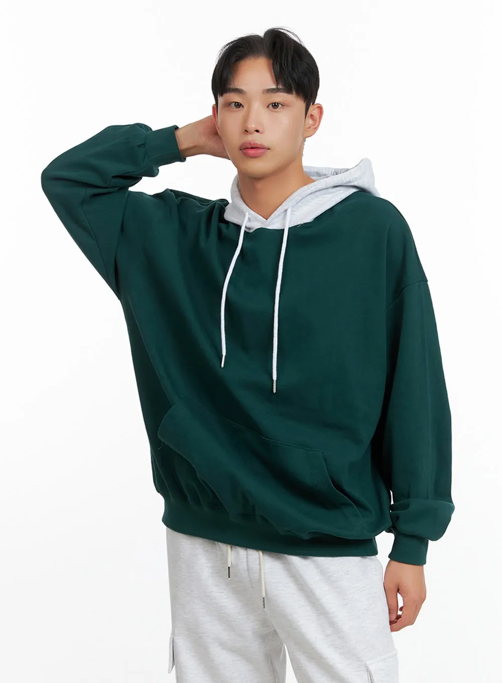 Men's Contrasting Hoodie (Green) IU414