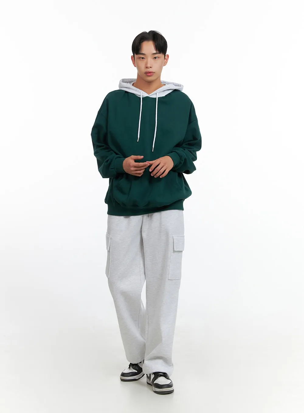 Men's Contrasting Hoodie (Green) IU414