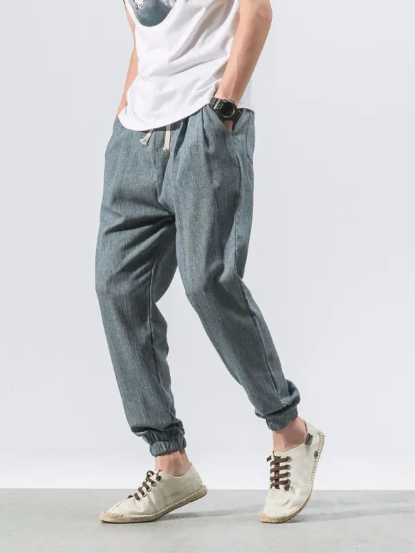 Men's Linen Pants Fashion Haren Pants Drawstring Pants