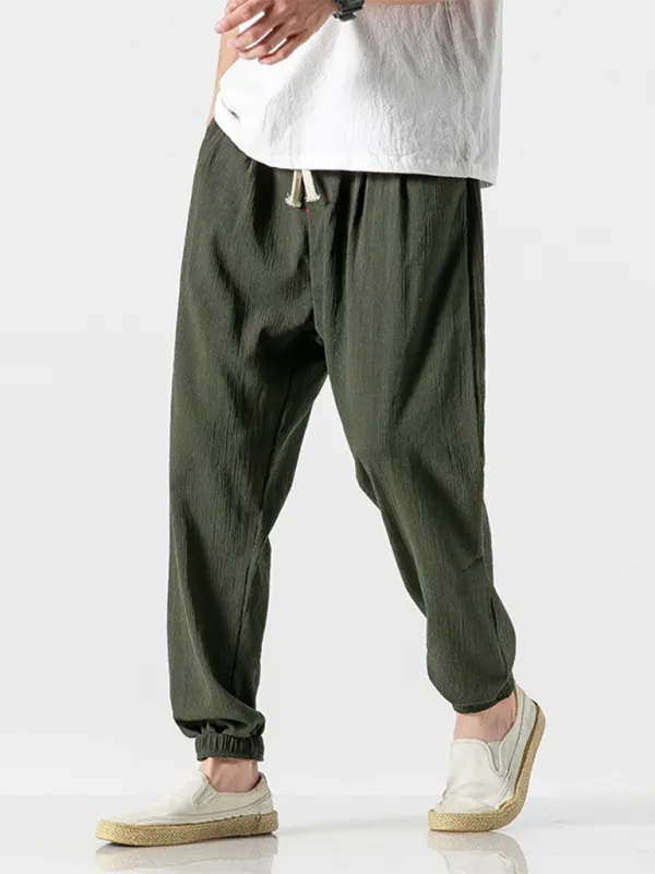 Men's Linen Pants Fashion Haren Pants Drawstring Pants