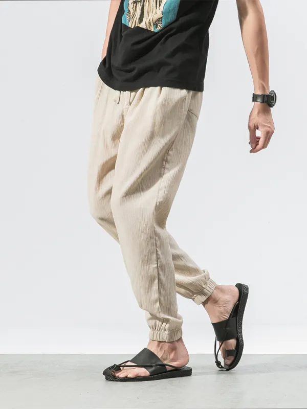 Men's Linen Pants Fashion Haren Pants Drawstring Pants