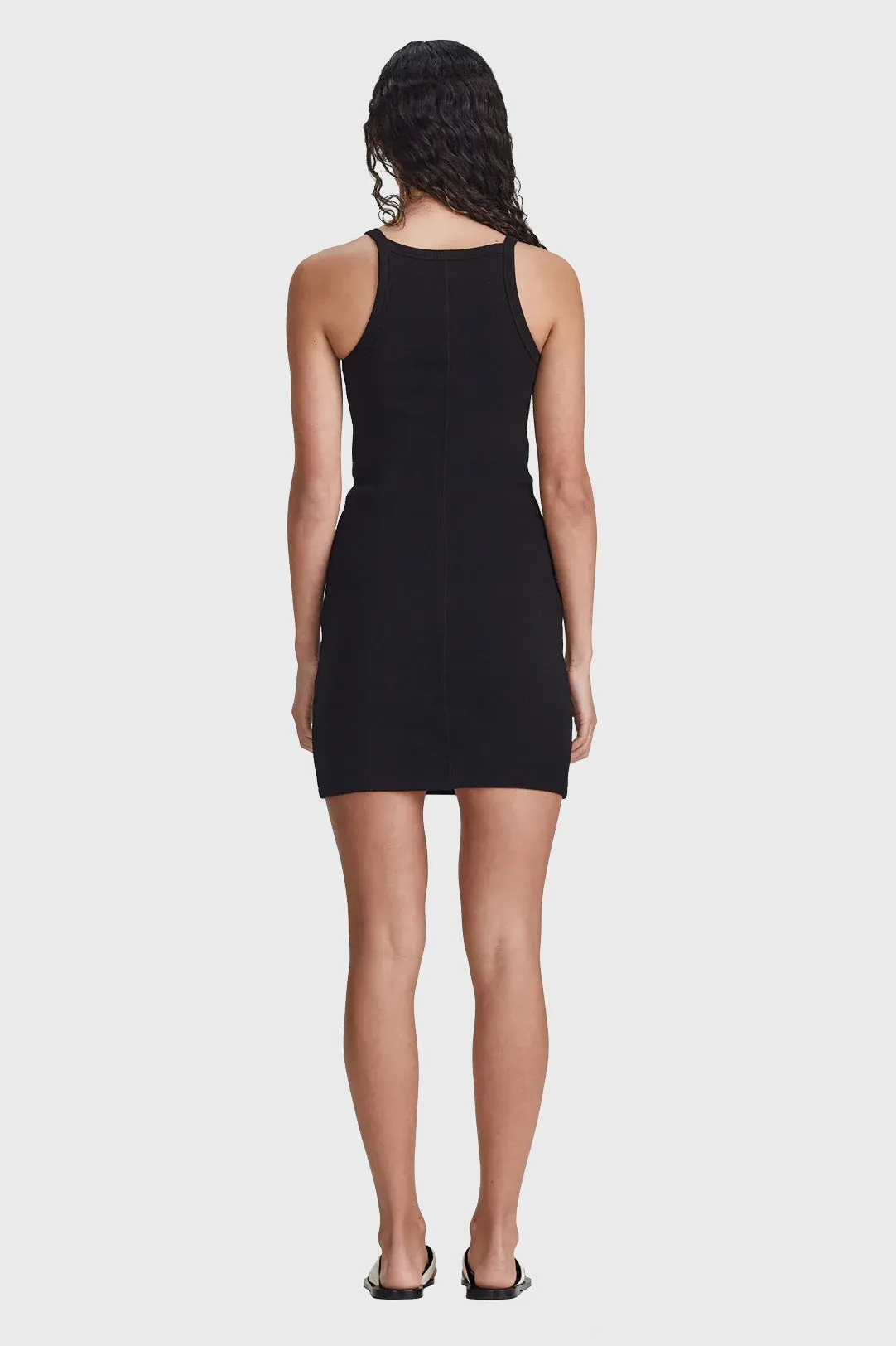 Mini Rib Tank Dress - Black