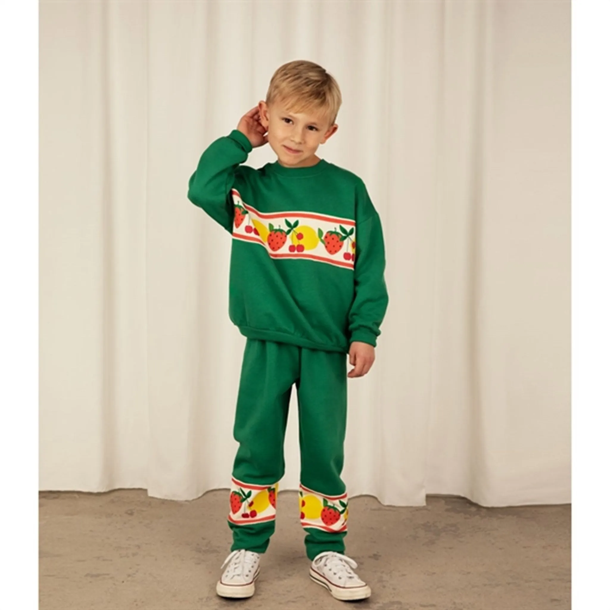 Mini Rodini Fruits Border Sweatpants Green