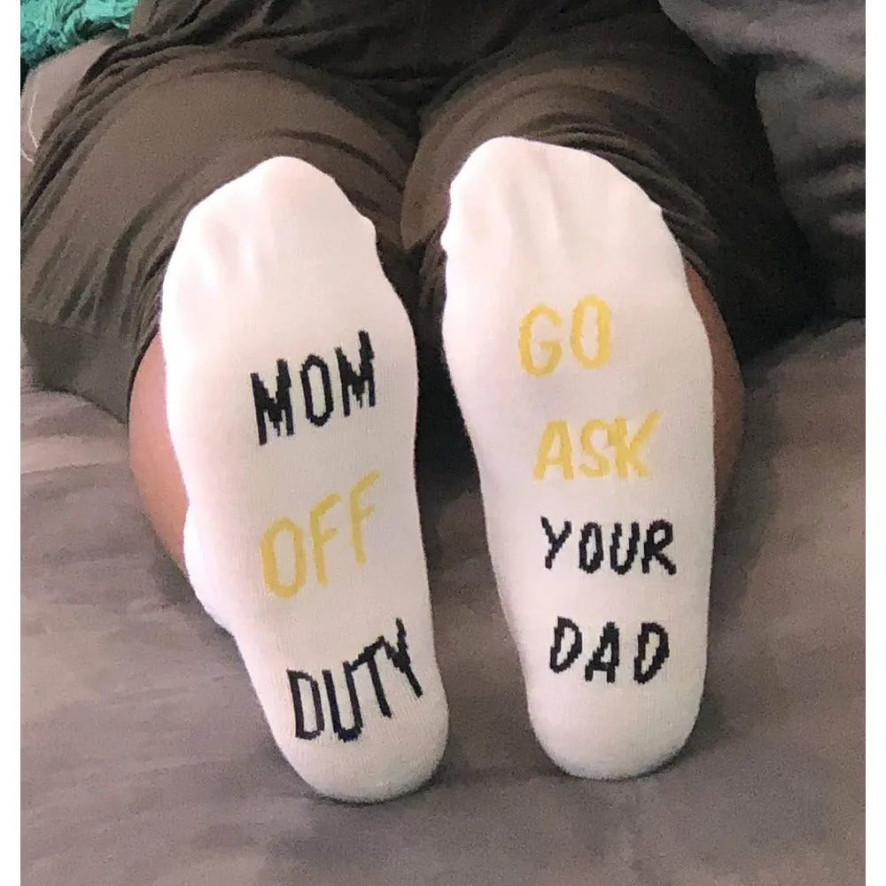 Mom Off Duty Funny Socks