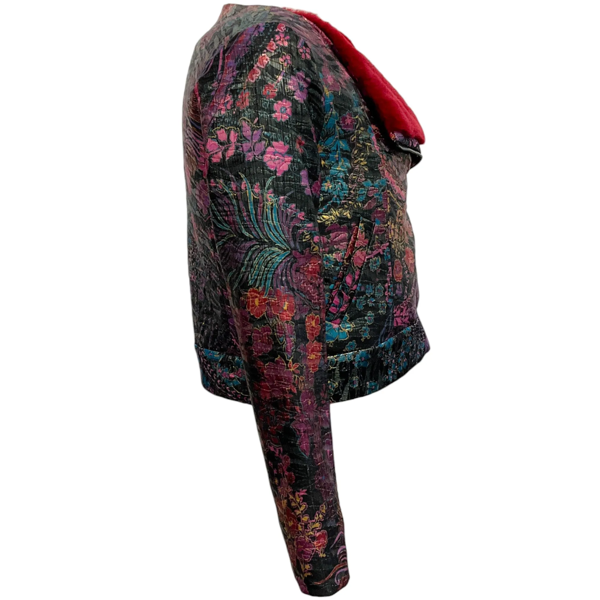 Natori Bohemia Garden Jacquard Jacket with Faux Fur