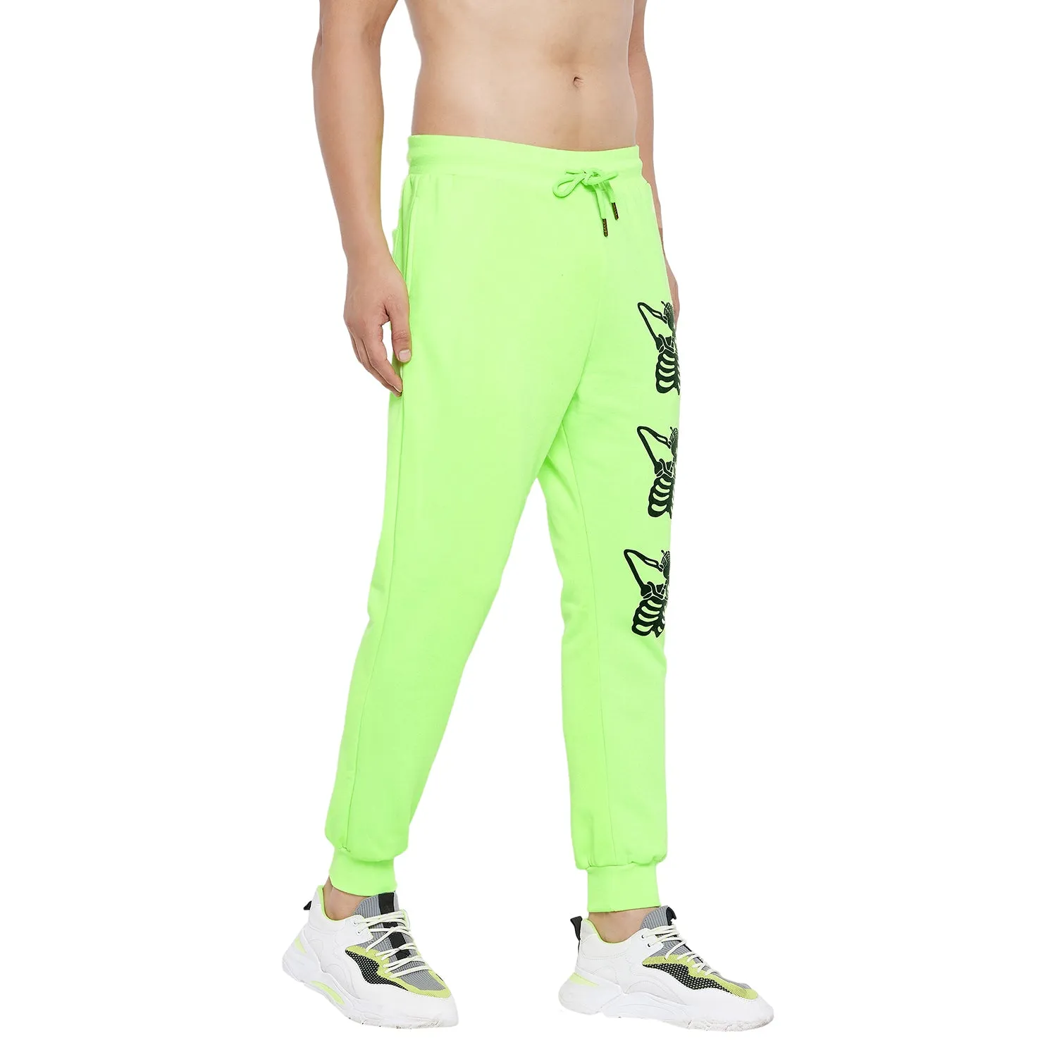 Neon Green Skeleton Print Oversized Sweatpants