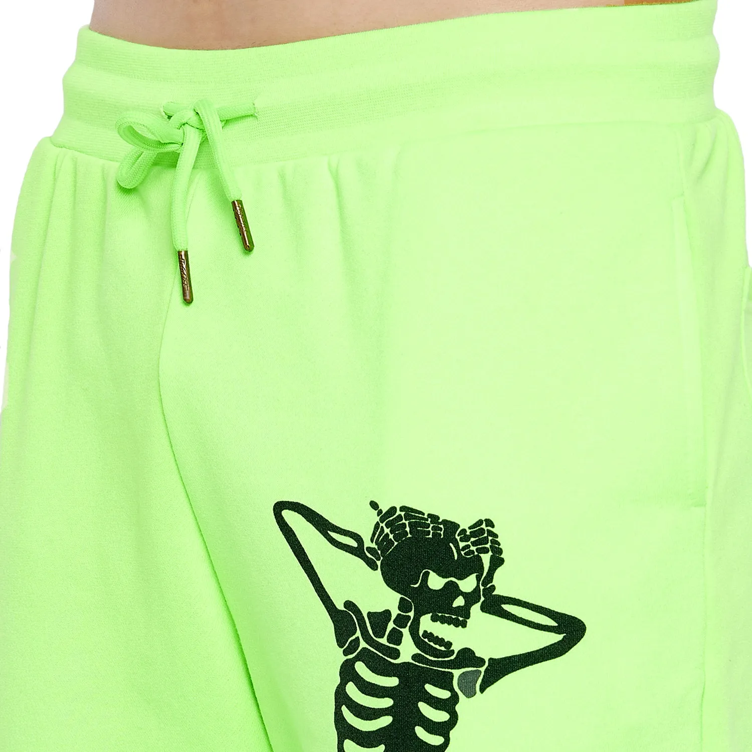 Neon Green Skeleton Print Oversized Sweatpants