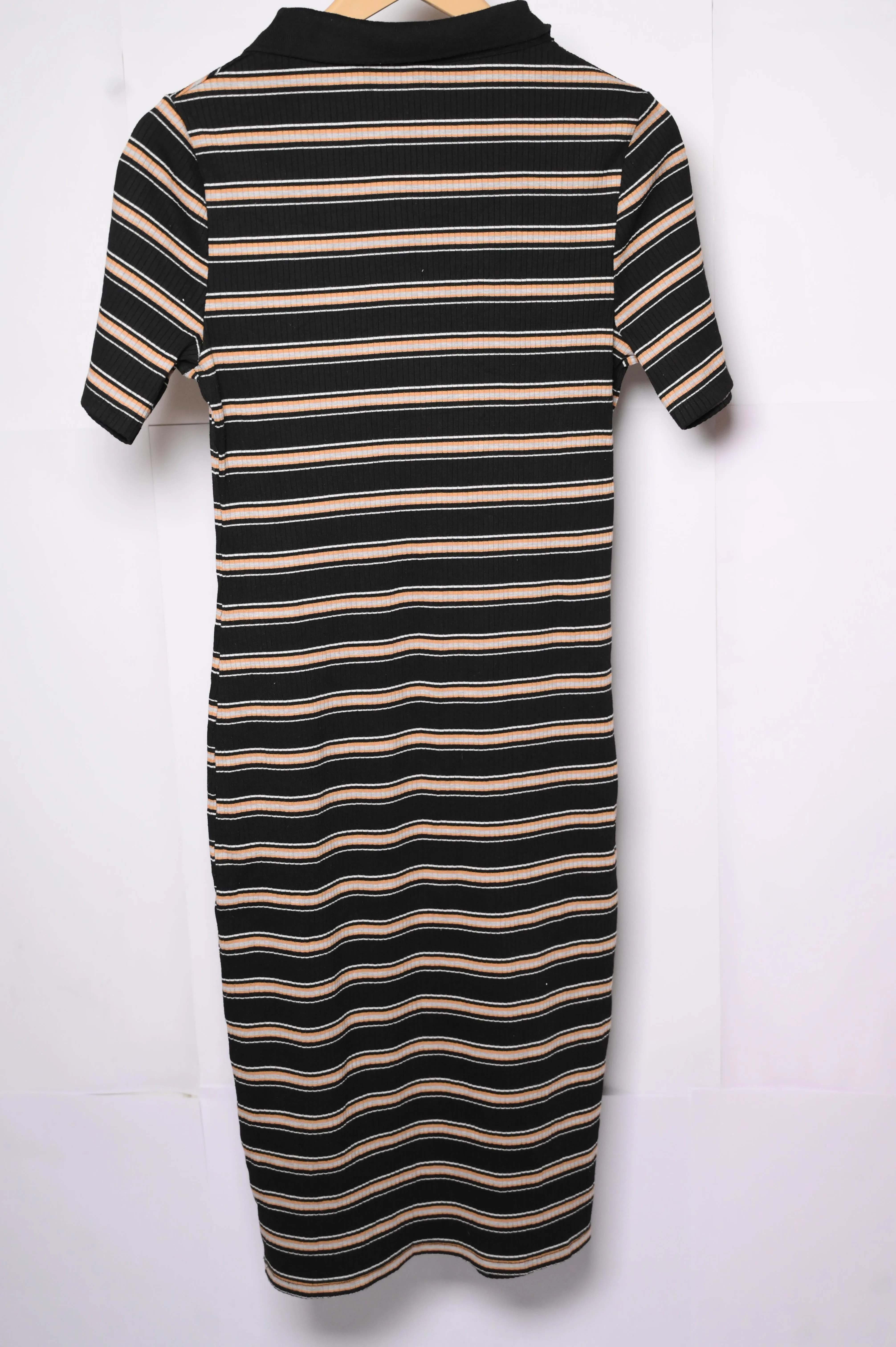 New Look Black, White, and Orange Bodycon Dress - Small