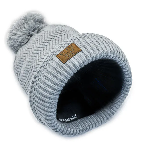 No Bad Ideas - Redford Beanie Puff Ball Hat w- Leather Patch