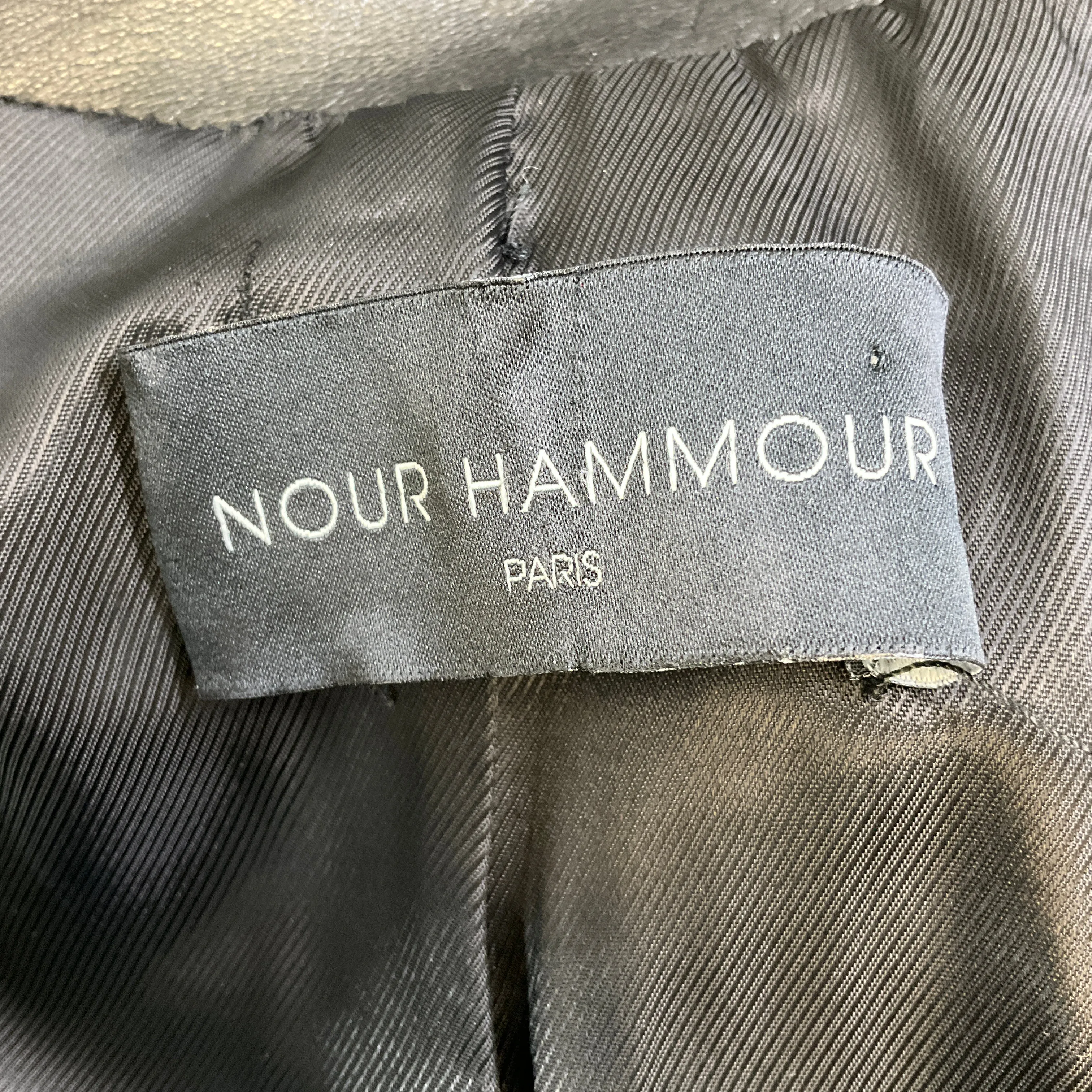 Nour Hammour Black Lambskin Leather Moto Zip Jacket