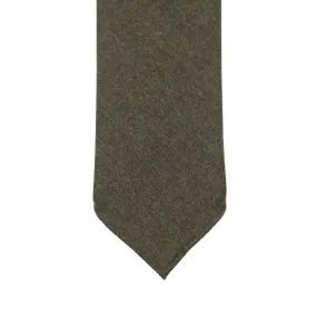 Olive wool flannel tie, hand-rolled & untipped