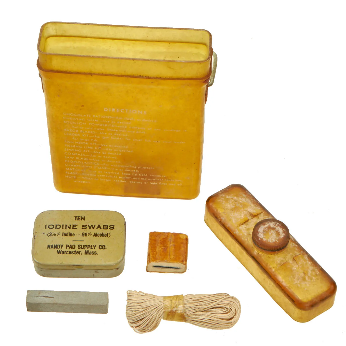 Original U.S. WWII 38th Bomb Group Named Homemade Pilot Survival Kit Grouping - Ralph M. Lamb