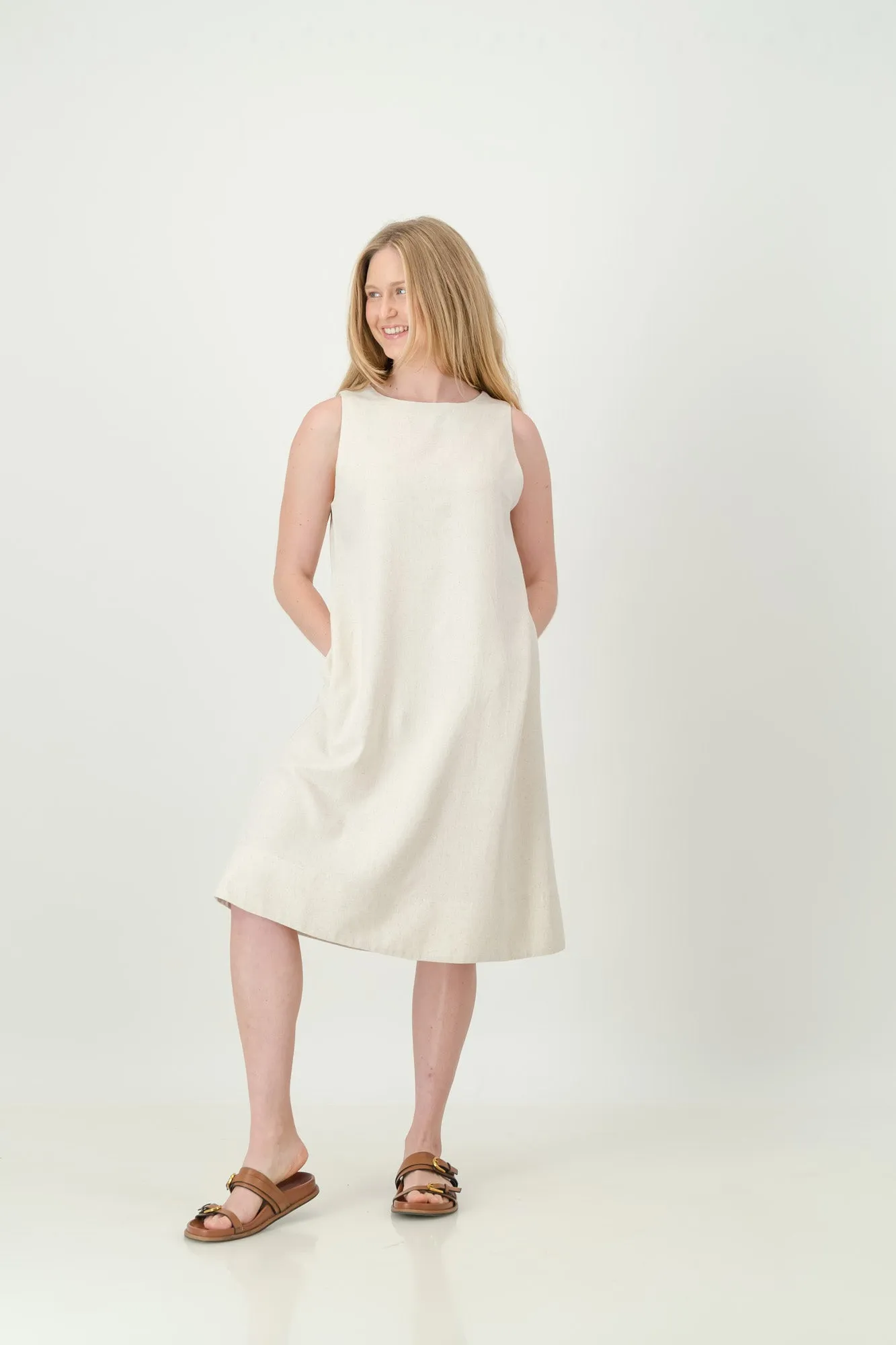 Palm Linen Swing Dress