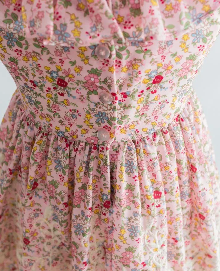 Pink Floral Print Toddler Dress