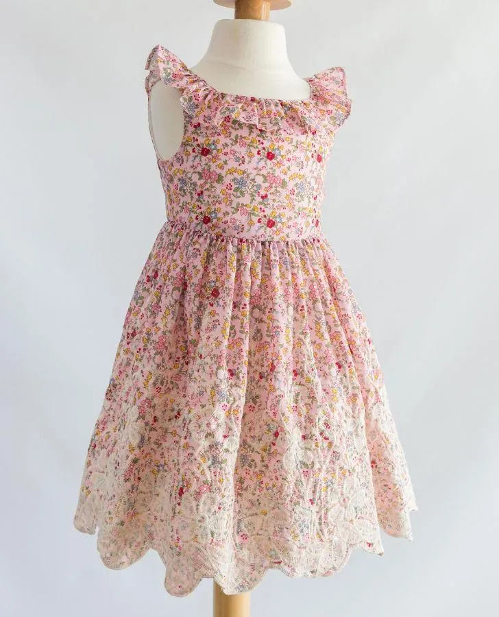 Pink Floral Print Toddler Dress