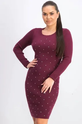 Planet Gold Juniors' Studded Bodycon Dress Red Size Small