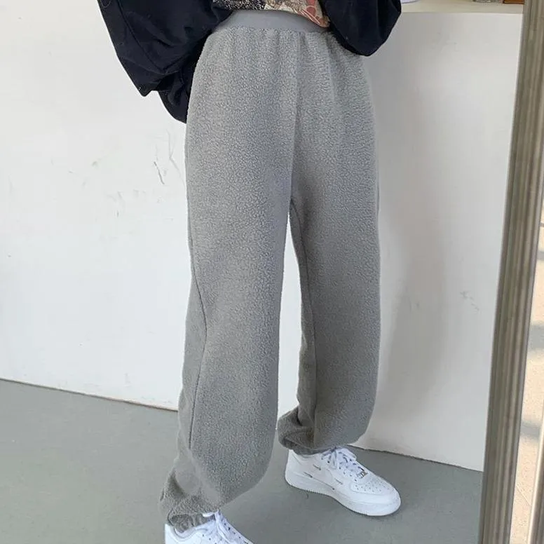 Plush Pastel Aesthetic Elastic Waist Sweatpants