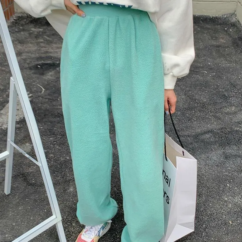 Plush Pastel Aesthetic Elastic Waist Sweatpants