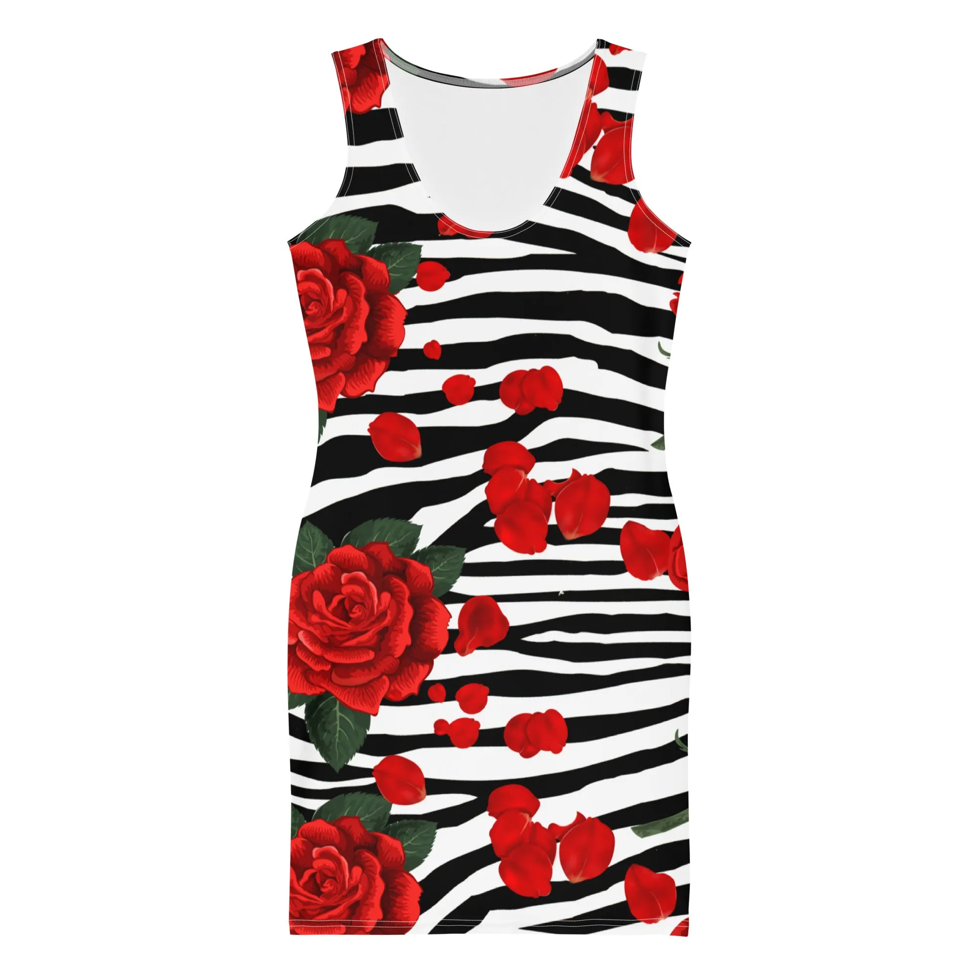 Red Roses Animal Print Bodycon Dress