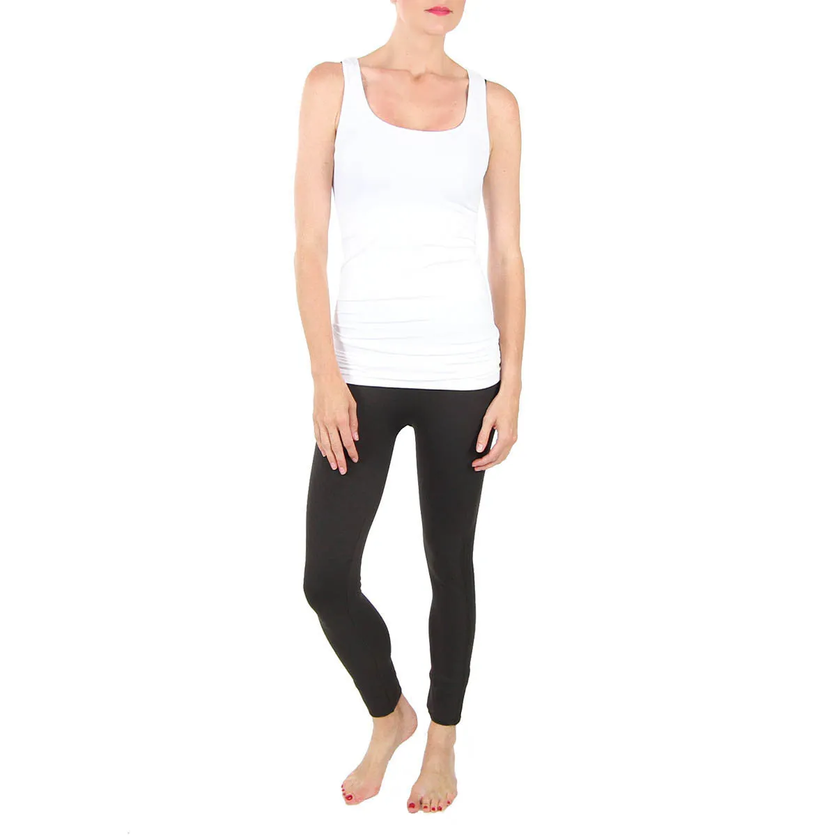 Ribbed Seamless Tuxedo Leggings - Black