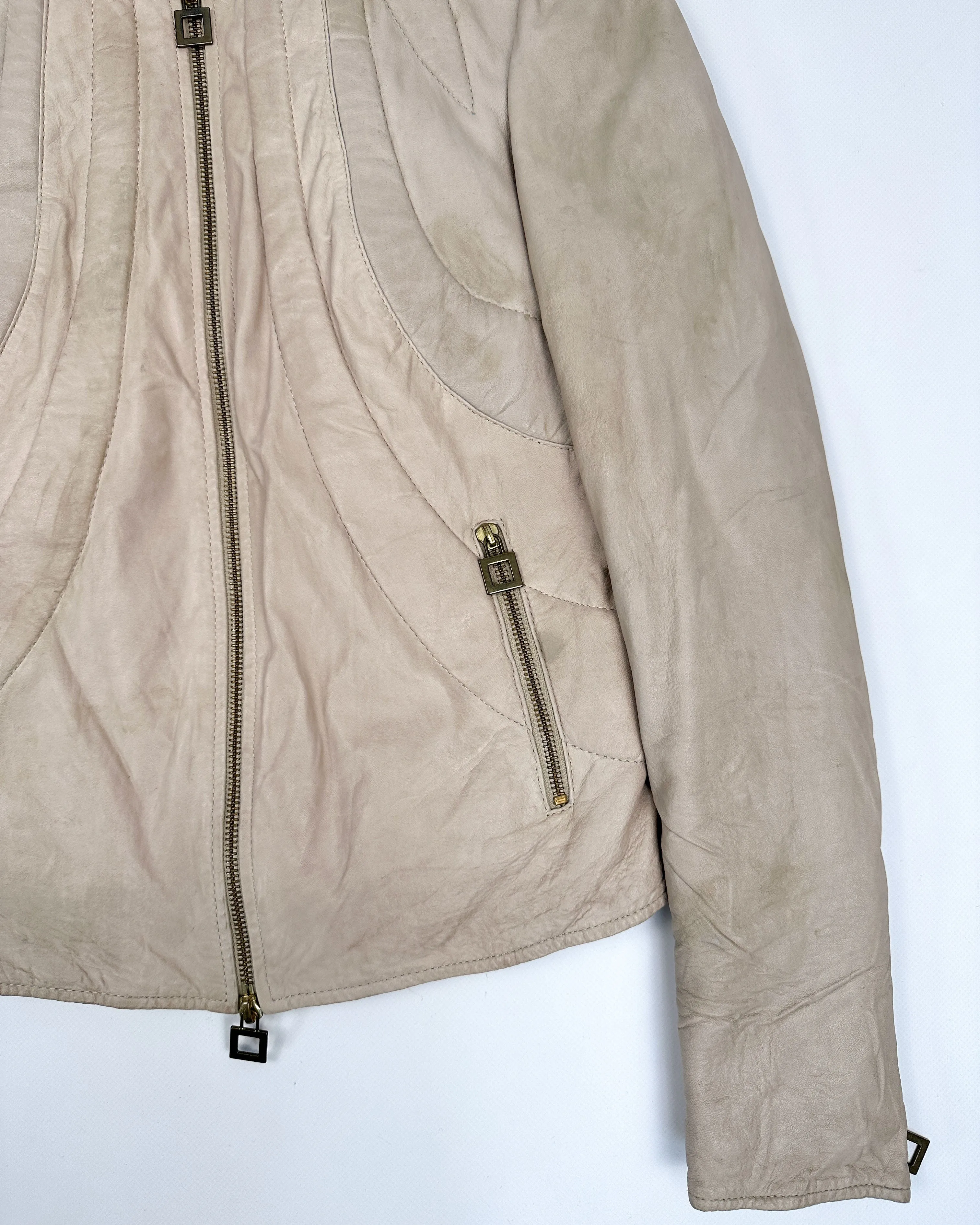 Roberto Cavalli Beige Soft Leather Jacket 2000's