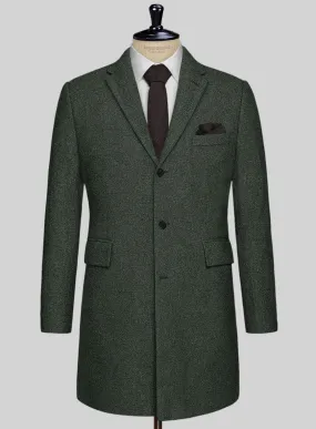 Rope Weave Green Tweed Overcoat